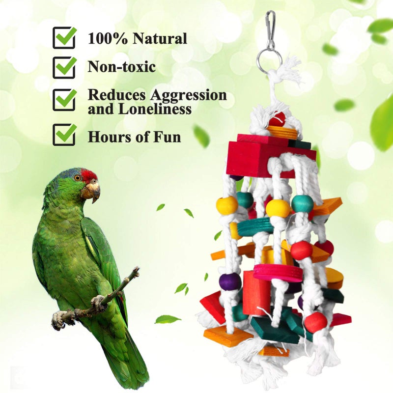 Rypet Bird Chewing Toy - Parrot Cage Bite Toys Wooden Block Bird Parrot Toys for Small and Medium Parrots and Birds - Image 3